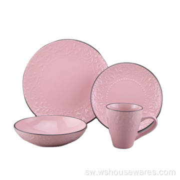 Wholesale design design porcelain embossed tableware seti.